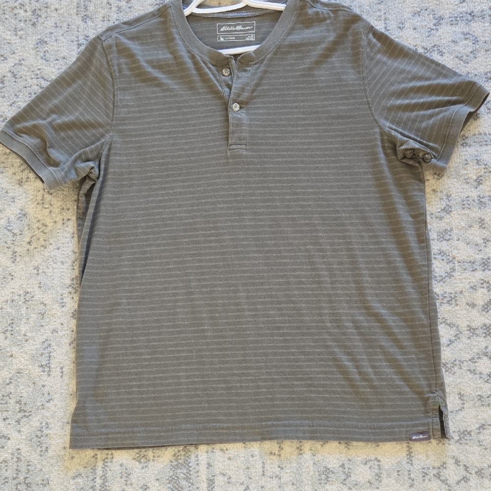 Eddie Bauer Gray Striped Button Down Shirt